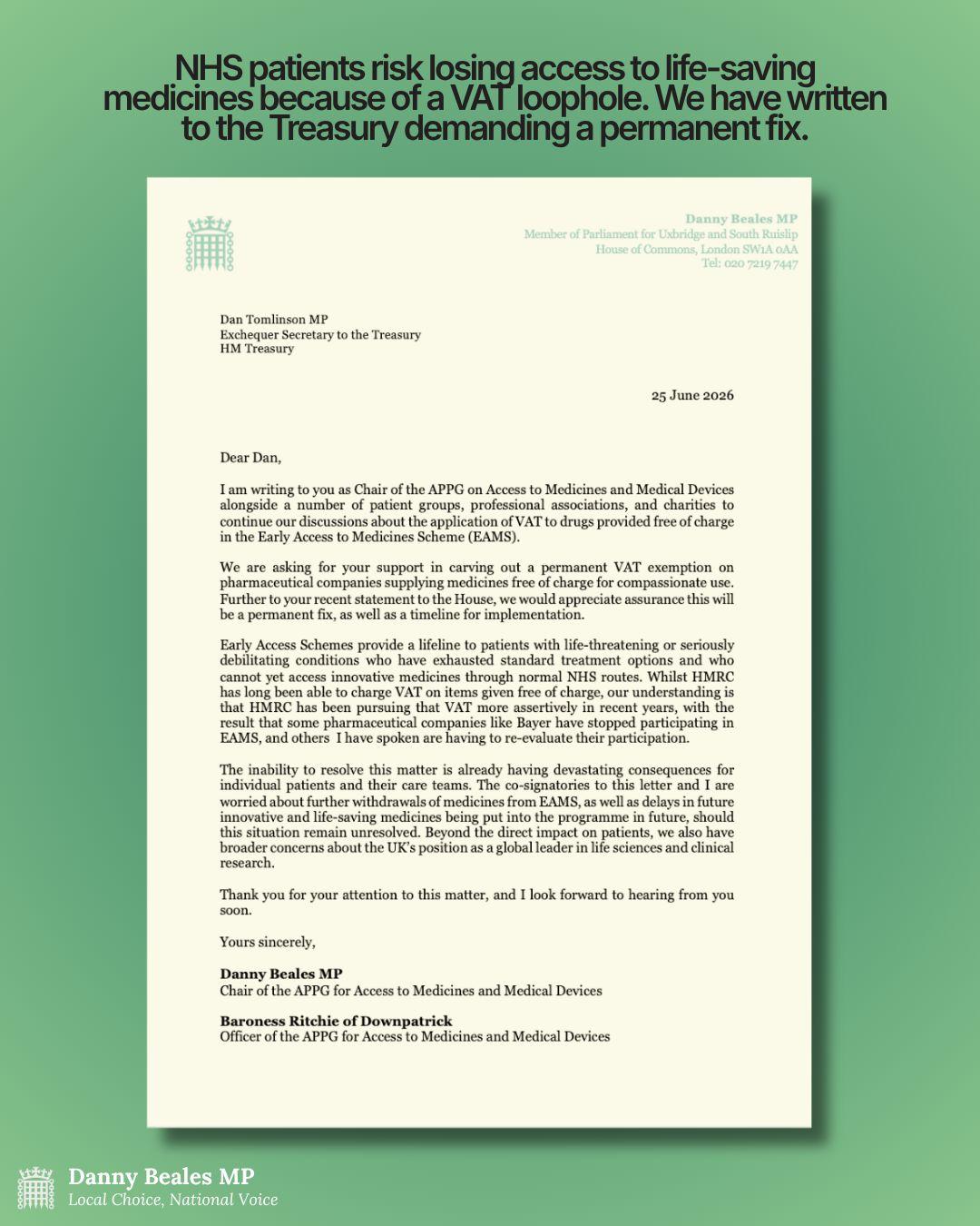 APPG VAT Letter