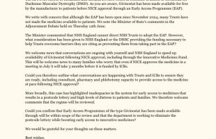 APPG sends letter on Early Access Programmes for Duchenne UK