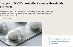 NICE update on medicines thresholds 